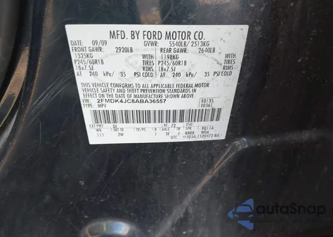 2010 Ford Edge Sel from USA, damaged, VIN 2FMDK4JC8ABA36557